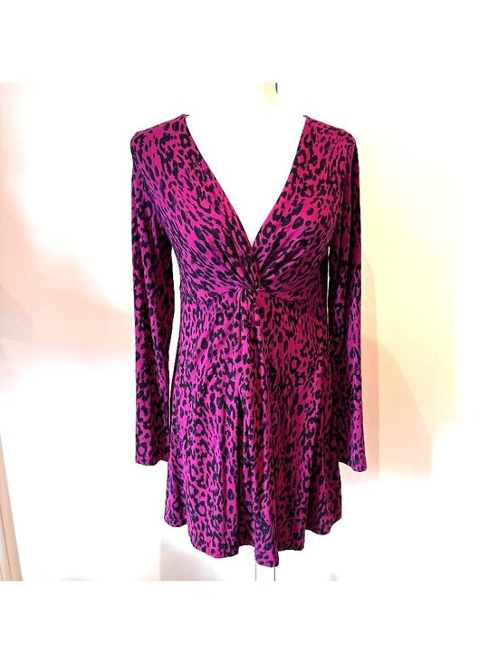 Soma Dresses & Skirts - Soma Luxuriously Soft Pink & Black Leopard Print Long Sleeve Dress Medium